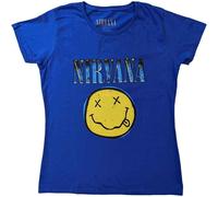Nirvana Xerox Happy Face Blue S Maglietta