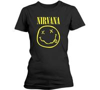 Nirvana Yellow Happy Face Black 2XL Donna Maglietta
