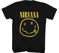 Nirvana Yellow Happy Face Black S Maglietta