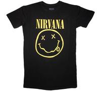 Nirvana Yellow Happy Face Dress Black S Donna Maglietta