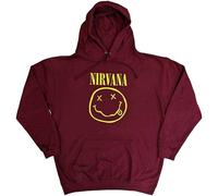 Nirvana Yellow Happy Face Maroon Red L Felpa con cappuccio