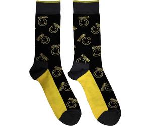Nirvana Yellow Happy Face Pattern Black 39-45 Calzini