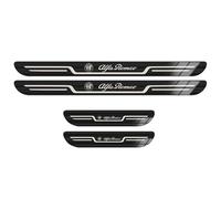 NISANNI 4 Pezzi Battitacco Adesivi Soglie Porte per Alfa Romeo Giulietta Stelvio 4C Tonale Giulia, Inossidabile Benvenuto Pedaliera Esterno Piastra Soglia Sticker Accessori