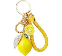 NISCAYA Simpatico portachiavi a forma di limone, con strass di cristallo, portachiavi a forma di frutta, per borsa, zaino, gioielli auto, regalo per donne e uomini, Giallo, M
