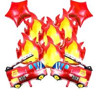 NISENTIA 10 palloncini decorativi per il compleanno dei vigili del fuoco, per il compleanno dei bambini, in pellicola, per il compleanno dei pompieri