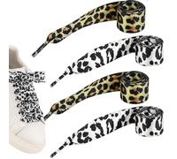 NISENTIA 2 paia di lacci in raso, motivo leopardato, 120 cm, larghi, Leopard Laces, flach Sneaker Sneaker con stampa animale, Leoprint Lacet Leopard