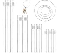 NISENTIA Portachiavi con corda metallica, 21 pezzi, in acciaio inox, grande con chiusura a vite, 10/15/30 cm, filo portachiavi, portachiavi per bagagli, chiavi, ciondolo, argento, 1.5*11cm .5mm*15cm