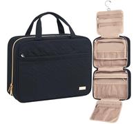 NISHEL Beauty case da viaggio da donna, organizer portatile da appendere per shampoo, balsamo, pennelli per la famiglia, accessori per il trucco, dimensioni XL, nero