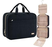 NISHEL Beauty case da viaggio da donna, organizer portatile da appendere per shampoo, balsamo, set di pennelli, accessori per il trucco, di grandi dimensioni, nero, Nero, L, Design elegante
