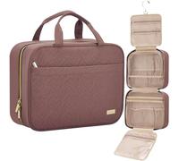 NISHEL, beauty case da viaggio, da donna, organizer portatile da appendere, per shampoo e balsamo di formato regolare, pennelli, accessori per il trucco, grandi dimensioni, rosa palissandro