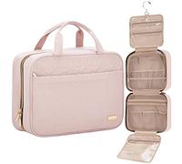 NISHEL, beauty case da viaggio, da donna, organizer portatile da appendere, per shampoo e balsamo di formato regolare, pennelli, accessori per il trucco, grandi dimensioni, rosa