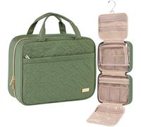 NISHEL Beauty case da viaggio grande a doppio strato, da donna, organizer per accessori da viaggio, bottiglie, spazzole, balsamo e prodotti per la cura della pelle, colore verde bronzo
