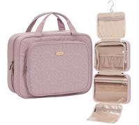 NISHEL Beauty case da viaggio per donne, organizer per trucchi essenziali, custodia da appendere per accessori, cosmetici, di grandi dimensioni, rosa pesca