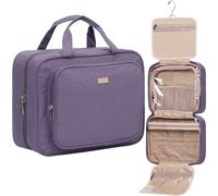 NISHEL Beauty case di grandi dimensioni per donne, organizer da viaggio, astuccio per trucchi da appendere per accessori, cosmetici, articoli da toeletta, Viola, Front Pocket, Design elegante