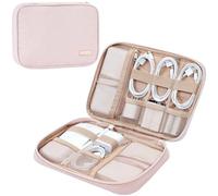 NISHEL Travel Cord Organizer Case, Tech Electronic Bag, Essentials for Charger, Cable, Phone, Hard Drive, USB, SD Card, Pink