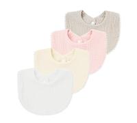 Nishine Bavaglini Neonato 4 Pezzi in Mussola, Bavette Assorbenti per Pappa e Dentizione, Set Bambini con Bottoni a Pressione Unisex (Bianco)