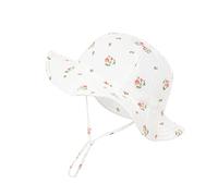Nishine Cappello da Sole per Bambini, Protezione Solare da Spiaggia, Cappello da Pescatore per Bambine, Bianco e Fiore, 3-12 Months
