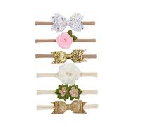 Nishine - Fascia per capelli e fiocchi in nylon, con fiocco glitterato, accessorio per capelli, regalo per feste - - Normale