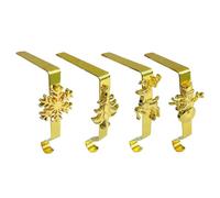 Nishiyuenyi 4 Pezzi Ganci per Calze di Natale Ganci Appendiabiti Supporti per Mensola E Portacalze Metallici con Base Antiscivolo per Montaggio Semplice Adatto P, Oro 4 Pezzi
