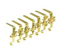 Nishiyuenyi 4 Pezzi Ganci per Calze di Natale Ganci Appendiabiti Supporti per Mensola E Portacalze Metallici con Base Antiscivolo per Montaggio Semplice Adatto P, Oro 7 Pezzi