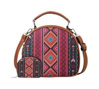 Nishiyuenyi Borsa Boho Borse per Le Spalle in Tela Da Donna per Eventi di Incontri con Feste in Spiaggia, Nero Rosso
