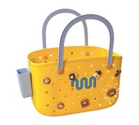 Nishiyuenyi Cesto Organizzatore per Il Bagno con Manici E Fori di Drenaggio Capiente E Leggero per Uso Quotidiano E Escursioni, Giallo con Griglia