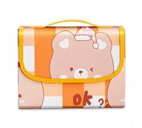 Nishiyuenyi Coperta Picnic Impermeabile e Tappetino da Spiaggia Pieghevole per Amanti dell'Aperto, Arancione cartone animato orsetto, Piccolo【1 metro*1.5 metri】 può ospitare 4 persone