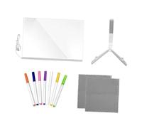 Nishiyuenyi Message Board LED Trasparente Acrilica con Cancellazione Facile Pennarelli Multicolore E Base Stabile Perfetta per Scrivere Messaggi Fare Disegni Memo, 30x20 Cm