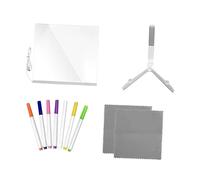 Nishiyuenyi Message Board LED Trasparente Acrilica con Cancellazione Facile Pennarelli Multicolore E Base Stabile Perfetta per Scrivere Messaggi Fare Disegni Memo, 15x15 Cm