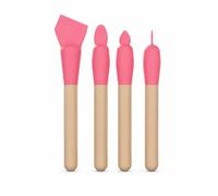 Nishiyuenyi Pennelli per Fondotinta e Correttore in Silicone, 8 Pezzi con Manico in Legno, per donna, Rosa, Rosa