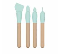 Nishiyuenyi Pennelli per Fondotinta e Correttore in Silicone, 8 Pezzi con Manico in Legno, per donna, Verde menta, Verde