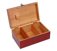 Nishiyuenyi Scatola Portaoggetti per Cucito Scatola Portaoggetti in Legno per Cucito con Scomparti Portautensili da Cucito con Coperchio Porta Accessori da Cucito, Rosso