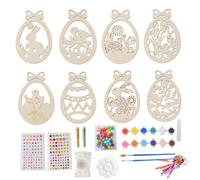 Nishiyuenyi Set di Uova di Pasqua in Legno Non Rifinite Da Appendere, Perfette per Le Feste.