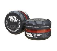 NISHMAN Cera per Capelli per Uomini 09 - Cola 150g - Profumo Cola - Effetto Brillante Naturale - Tenuta Forte - Gel per Capelli Aqua Wax - Controllo e Definizione a Lunga Durata