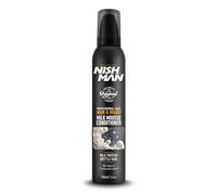 NISHMAN Balsamo In Mousse Al Latte Per Capelli & Barba 200ml - Trattamento Leave-in Per Capelli Secchi & Fragili Con Proteine Del Latte & 12 Amminoacidi - Mousse Leggera Riparatrice Per Uomo
