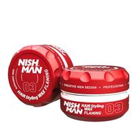 NISHMAN Cera per Capelli per Uomini 03 - Flaming 150g - Profumo di Mango - Aspetto Lucido Naturale - Forte Tenuta - Gel per Capelli Aqua Wax - Controllo e Definizione a Lunga Durata