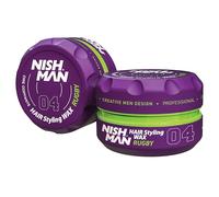 NISHMAN Cera per Capelli per Uomini 04 - Rugby 150g - Profumo Escobar - Aspetto Lucido Naturale - Forte Tenuta - Gel per Capelli Aqua Wax - Controllo e Definizione a Lunga Durata