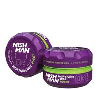 NISHMAN Cera per Capelli per Uomini 04 - Rugby 150g - Profumo Escobar - Aspetto Lucido Naturale - Forte Tenuta - Gel per Capelli Aqua Wax - Controllo e Definizione a Lunga Durata