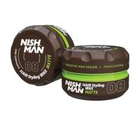 NISHMAN Cera per Capelli per Uomini 08 - Matte 150g - Profumo di Vaniglia - Aspetto Matte Naturale - Forte Tenuta - Argilla per Capelli Aqua Wax - Controllo e Definizione a Lunga Durata