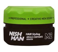 NISHMAN Modellante Opaca M2 - Cera Argillosa Opaca con Cheratina 100g - Fissaggio Forte e Duraturo con Finitura Opaca - Cera per Capelli Perfetta per Stile e Texture