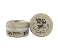NISHMAN Milky Aqua Hair Wax 150 ml - Cera per capelli a base d'acqua forte tenuta per uomini, lucentezza naturale, non grassa, facile da restyling per l'uso quotidiano