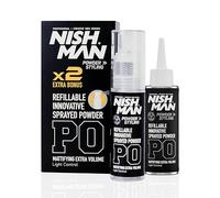 NISHMAN Polvere per Styling Capelli P0 - Sprayed Powder 20g + Refill 20g - Massimo Aumento di Volume e Texture - Polvere per Styling Perfetta per Tenuta Flessibile e Finitura Opaca