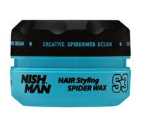Nishman Aqua Spider Wax 150ML - Tenuta Forte, Finitura Lucida e Stile Flessibile per Ogni Tipo di Capello - Idratazione di Lunga Durata e Cera per Capelli Facilmente (150ML, S3 - Blue Web)