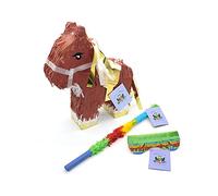 Nislai® Pentolaccia Cavallo piñata Set | Ideale per Feste di Compleanno | Matrimoni | Addio al Nubilato o per Suonare la piñata | compreso Bastone e Maschera | Dimensioni ca. 43x33x10 cm