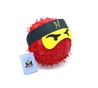 Nislai Pinata Ninja | ideale per la festa ninja | regalo di compleanno ninja | piñata di compleanno | gioco piniata | colore a scelta: verde, blu, rosso, nero (rosso)
