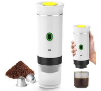 Nisone Macchina da Caffè 3 in 1, 4-6 Minuti di Auto-Riscaldamento, per Espresso, Piccole Capsule, Grandi Capsule, Caffè Macinato, Portatile per Ufficio, Casa, Auto, Bianco