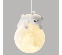 Nisone Simpatico Orso Lampada a Sospensione Con Stampa 3D, Luna Globo Cartone Animato Coniglio Addormentato, Lampadario Pianeta Camera Dei Bambini, 3 Luci