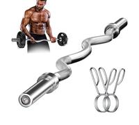 Nisorpa Barra per bilanciere per sollevamento pesi, 119,4 cm, con impugnatura antiscivolo e 2 collari a molla, barra per arricciare i bicipiti, per allenamento muscolare