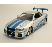 Nissan Skyline GT-R R34 2002 Argento Blu Brian Fast & Furious 1:24 Jada Toys