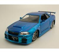 Nissan Skyline GT-R R34 2002 Blu Brian Fast & Furious Modellino 1:24 Jada Toys